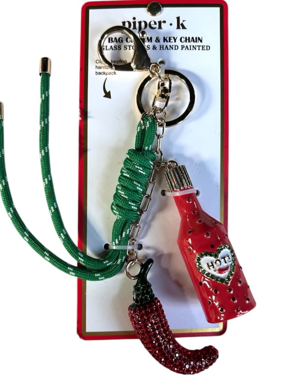 Piper K Tabasco pepper bag charm key chain